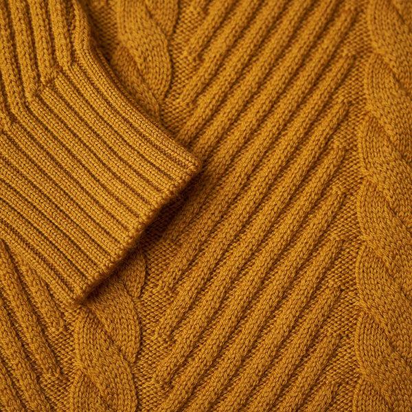 Isobaa Womens Merino Cable Sweater (Mustard)