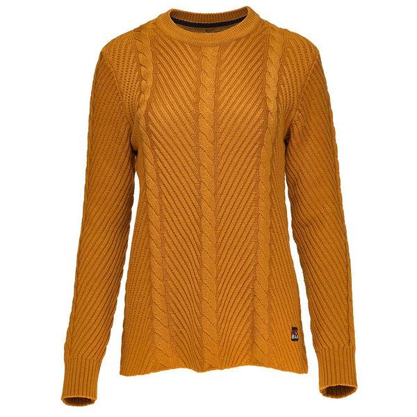 isobaa Womens Merino Cable Sweater (Mustard)