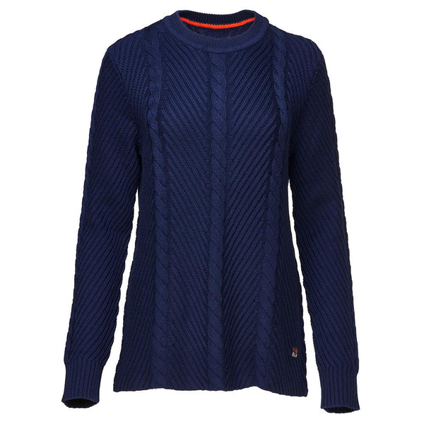 isobaa Womens Merino Cable Sweater (Navy)