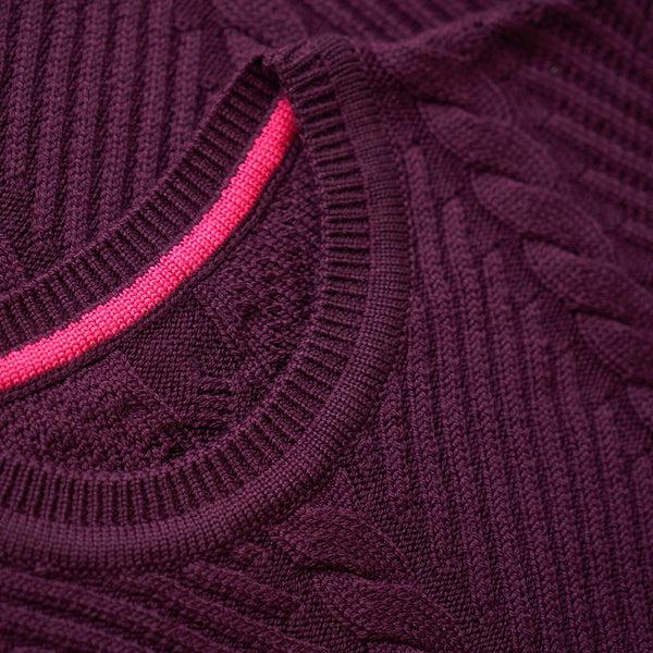 Isobaa Womens Merino Cable Sweater (Wine)