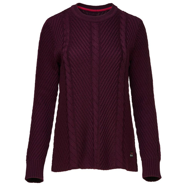 isobaa Womens Merino Cable Sweater (Wine)