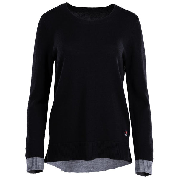 isobaa Womens Merino Crew Sweater (Black/Charcoal)
