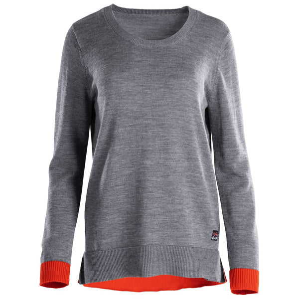 isobaa Womens Merino Crew Sweater (Charcoal/Orange)