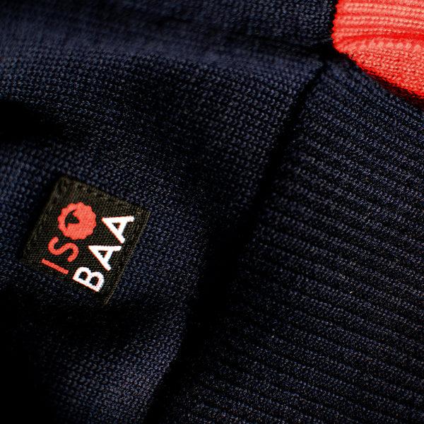 Isobaa Womens Merino Crew Sweater (Navy/Orange)