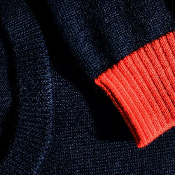 Isobaa Womens Merino Crew Sweater (Navy/Orange)
