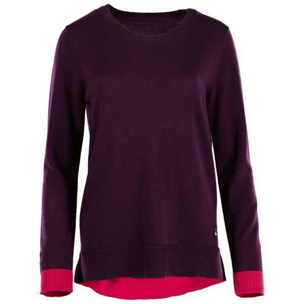 isobaa Womens Merino Crew Sweater (Wine/Fuchsia)