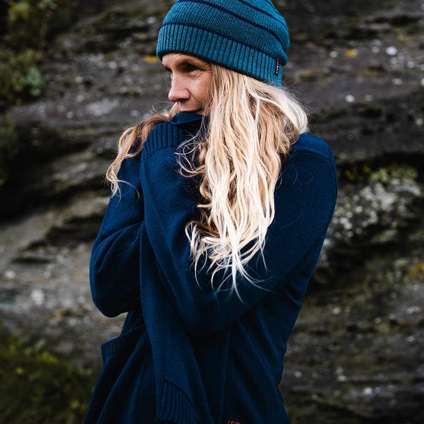 Isobaa Womens Merino Open Cardigan (Navy)