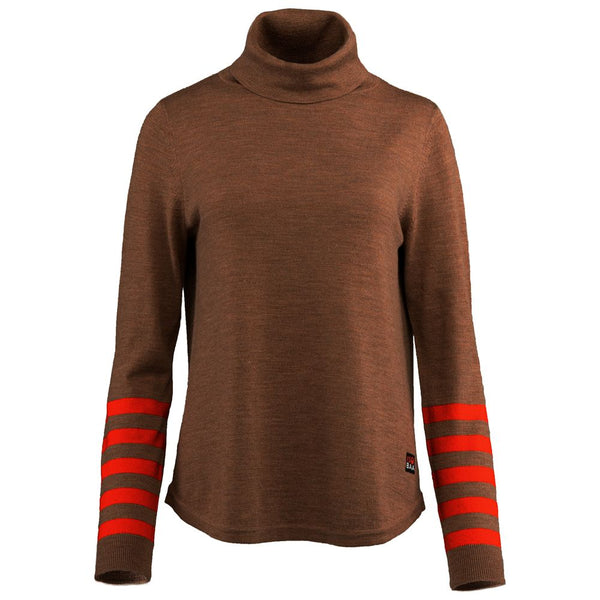 isobaa Womens Merino Roll Neck Sweater (Bran/Orange)