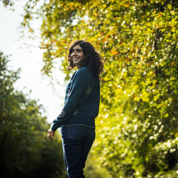 Isobaa Womens Polka Dot Sweater (Petrol/Charcoal)