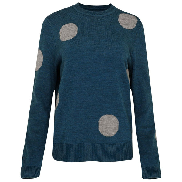isobaa Womens Polka Dot Sweater (Petrol/Charcoal)