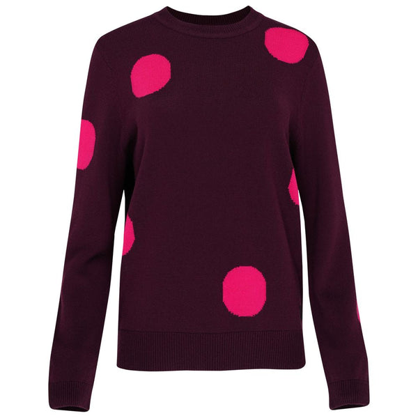 isobaa Womens Polka Dot Sweater (Wine/Fuchsia)