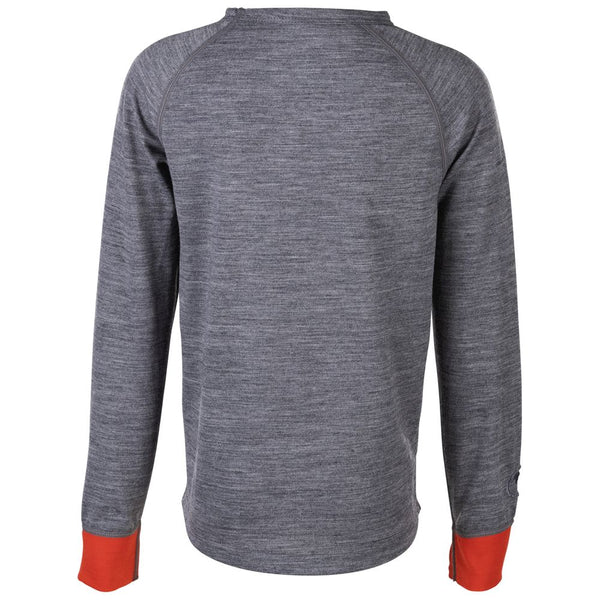 Isobaa Junior Merino Blend 200 Long Sleeve Crew (Charcoal/Orange)