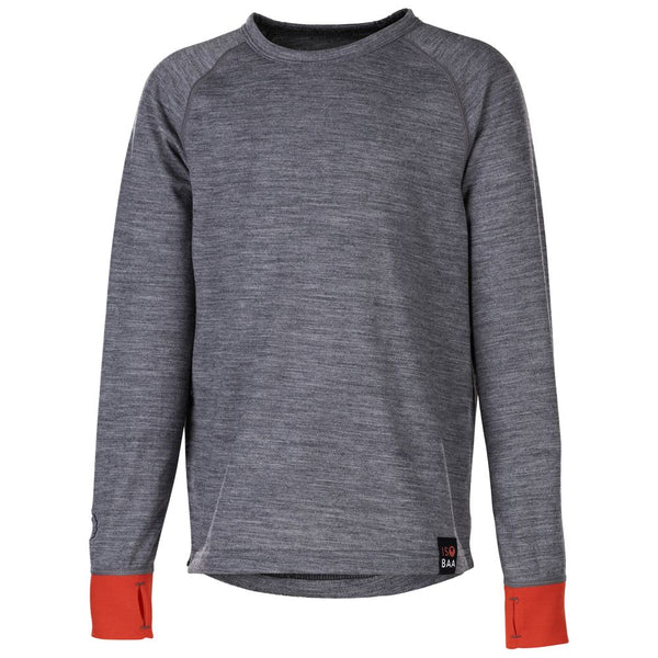 isobaa Junior Merino Blend 200 Long Sleeve Crew (Charcoal/Orange)