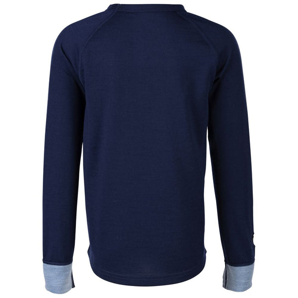 Isobaa Junior Merino Blend 200 Long Sleeve Crew (Navy/Sky)
