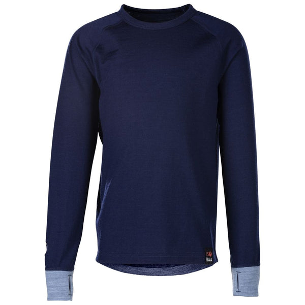 isobaa Junior Merino Blend 200 Long Sleeve Crew (Navy/Sky)