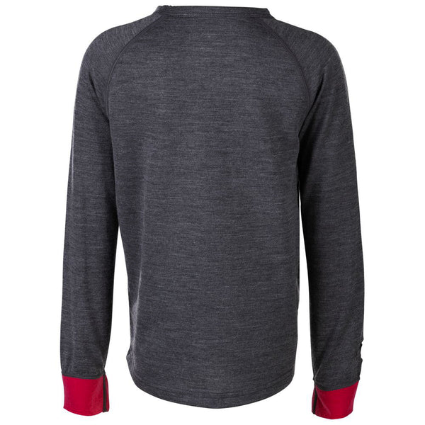 Isobaa Junior Merino Blend 200 Long Sleeve Crew (Smoke/Fuchsia)