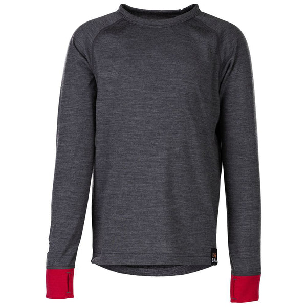 isobaa Junior Merino Blend 200 Long Sleeve Crew (Smoke/Fuchsia)