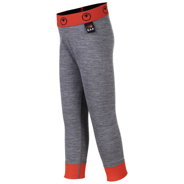isobaa Kids Merino Blend 200 Leggings (Charcoal/Orange)