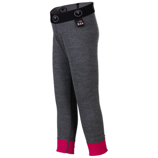 isobaa Kids Merino Blend 200 Leggings (Smoke/Fuchsia)