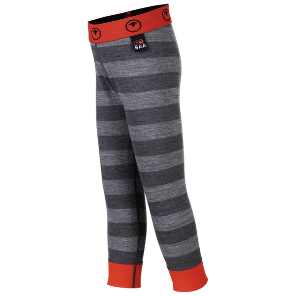 isobaa Kids Merino Blend 200 Leggings (Stripe Charcoal/Smoke)