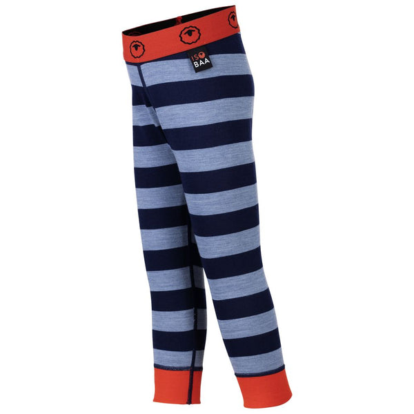 isobaa Kids Merino Blend 200 Leggings (Stripe Navy/Sky)