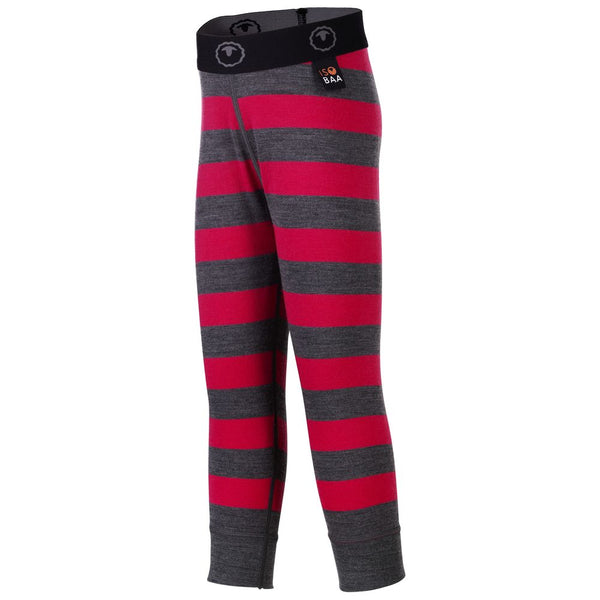 isobaa Kids Merino Blend 200 Leggings (Stripe Smoke/Fuchsia)