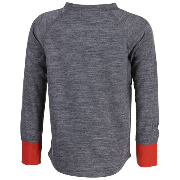 Isobaa Kids Merino Blend 200 Long Sleeve Crew (Charcoal/Orange)