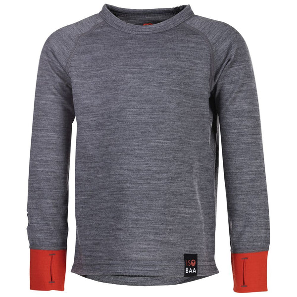 isobaa Kids Merino Blend 200 Long Sleeve Crew (Charcoal/Orange)