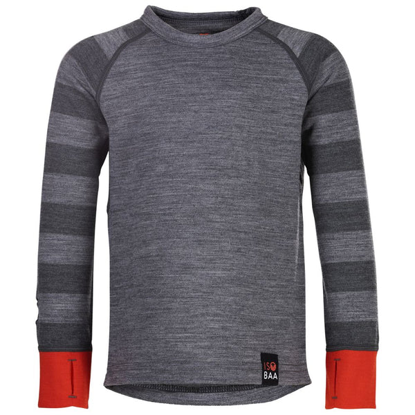 isobaa Kids Merino Blend 200 Long Sleeve Crew (Charcoal/Smoke)