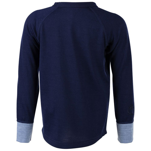 Isobaa Kids Merino Blend 200 Long Sleeve Crew (Navy/Sky)