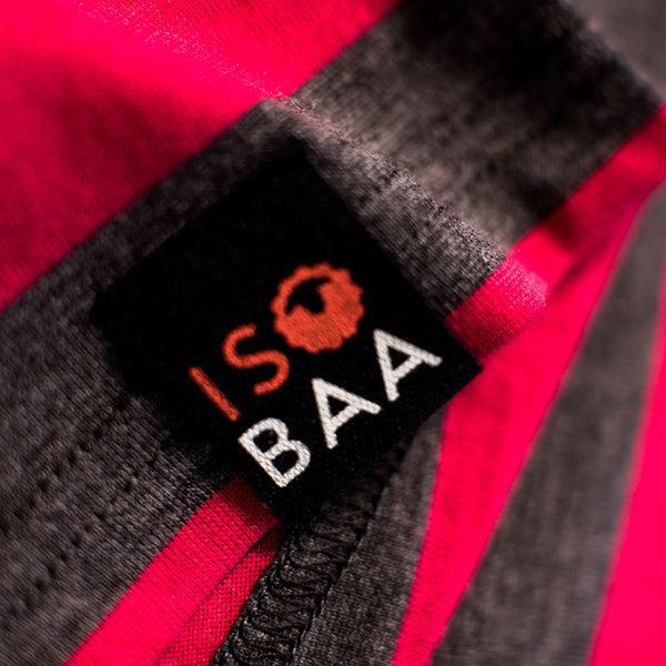 Isobaa Kids Merino Blend 200 Long Sleeve Crew (Stripe Smoke/Fuchsia)