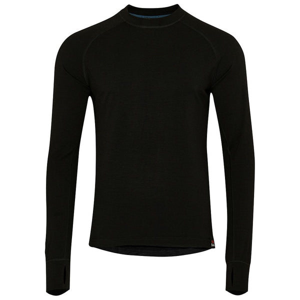 isobaa Mens 160 Merino Active Long Sleeve Crew (Black)