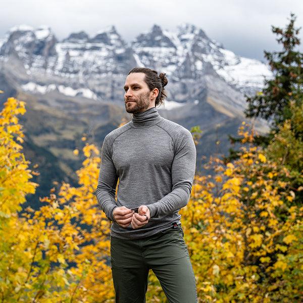 Isobaa Mens 160 Merino Active Roll Neck (Charcoal Melange)