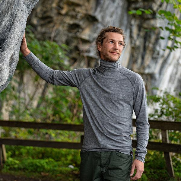 Isobaa Mens 160 Merino Active Roll Neck (Charcoal Melange)