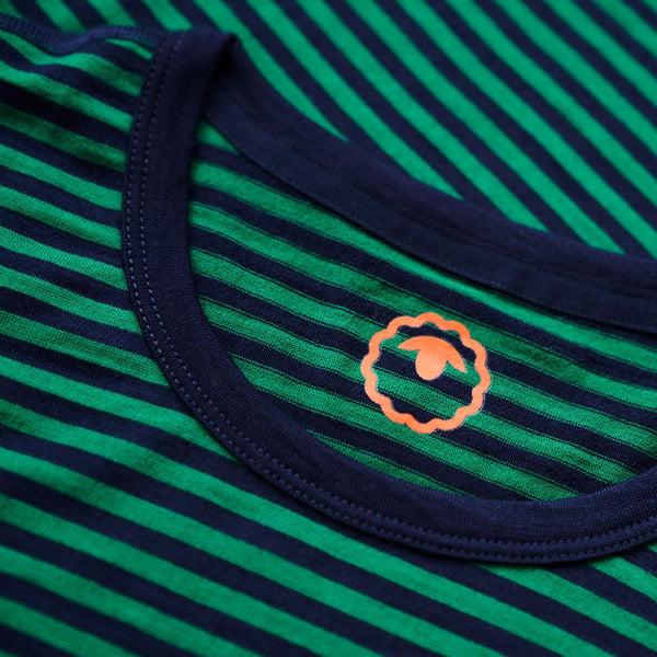 Isobaa Mens Merino 150 Pocket Tee (Mini Stripe Navy/Green)