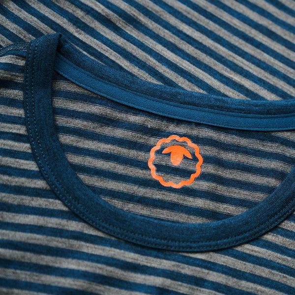 Isobaa Mens Merino 150 Pocket Tee (Mini Stripe Petrol/Charcoal)