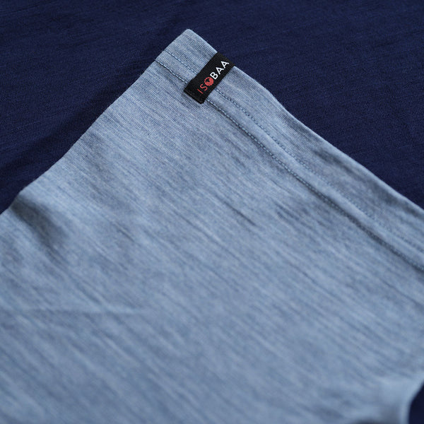 Isobaa Mens Merino 150 Raglan Baseball Tee (Navy/Sky)