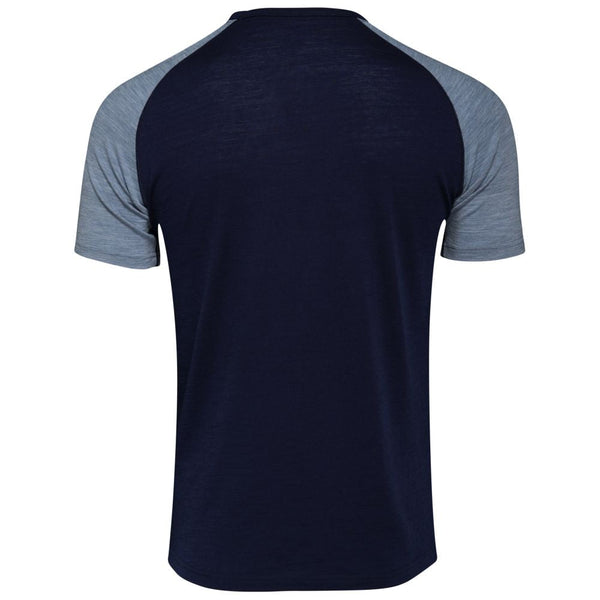 Isobaa Mens Merino 150 Raglan Baseball Tee (Navy/Sky)