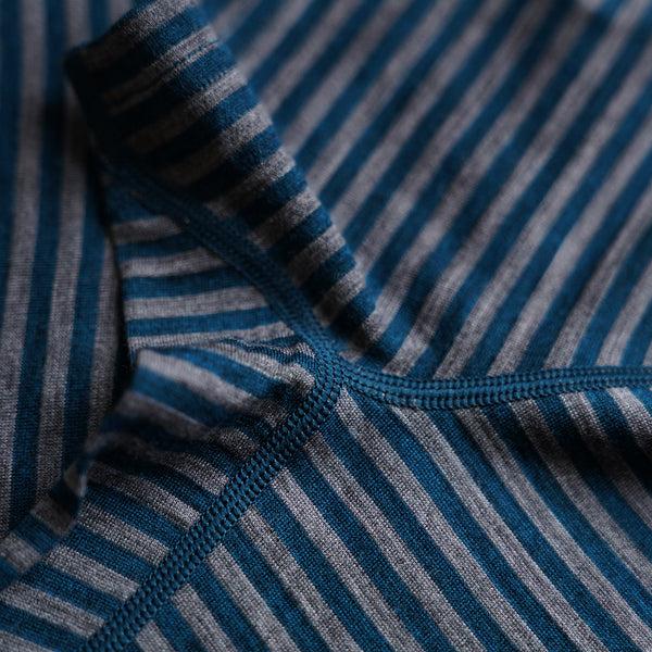 Isobaa Mens Merino 150 Short Sleeve Crew (Stripe Petrol/Charcoal)