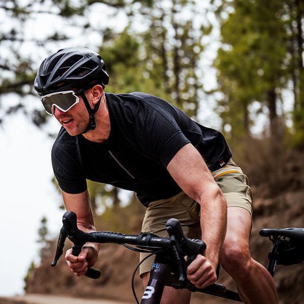 Isobaa Mens Merino 160 SS Cycle Zip Top (Black Melange)