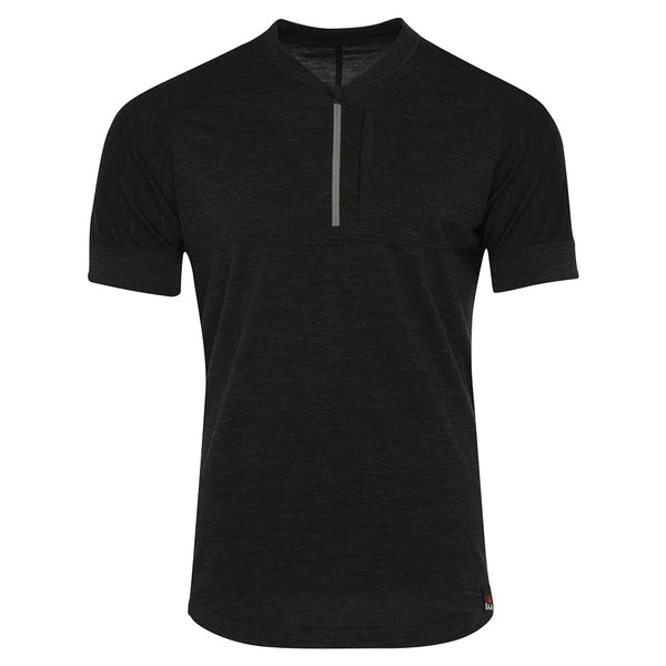 isobaa Mens Merino 160 SS Cycle Zip Top (Black Melange)