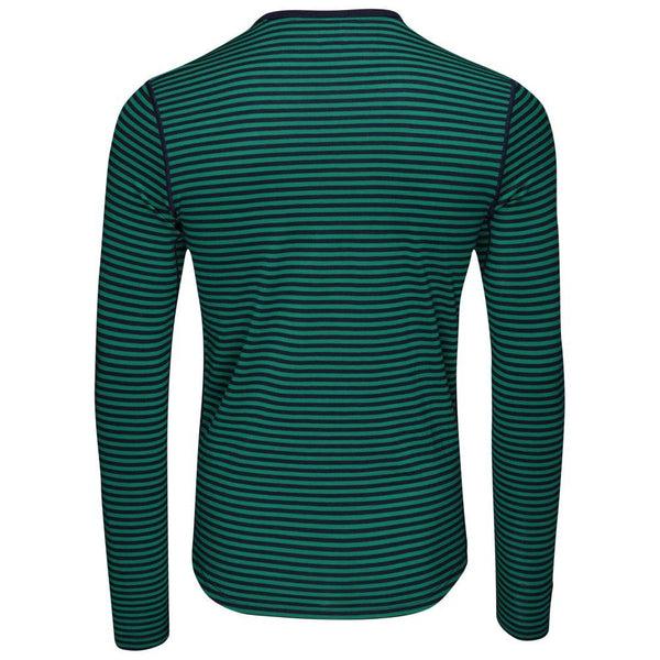 Isobaa Mens Merino 180 Long Sleeve Crew (Mini Stripe Navy/Green)