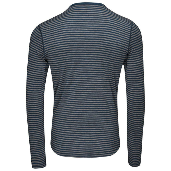 Isobaa Mens Merino 180 Long Sleeve Crew (Mini Stripe Petrol/Charcoal)