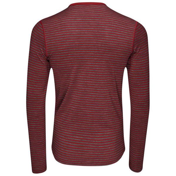 Isobaa Mens Merino 180 Long Sleeve Crew (Mini Stripe Red/Smoke)