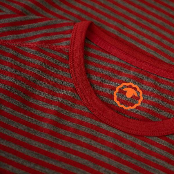 Isobaa Mens Merino 180 Long Sleeve Crew (Mini Stripe Red/Smoke)