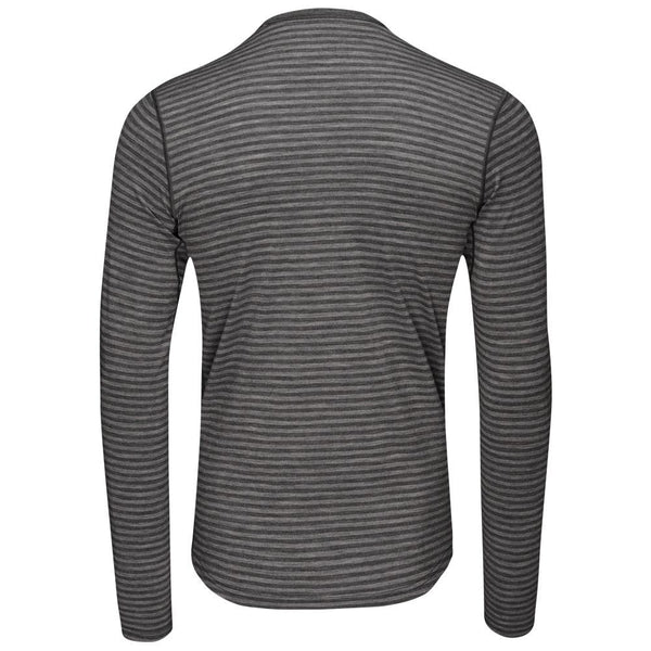 Isobaa Mens Merino 180 Long Sleeve Crew (Mini Stripe Smoke/Charcoal)