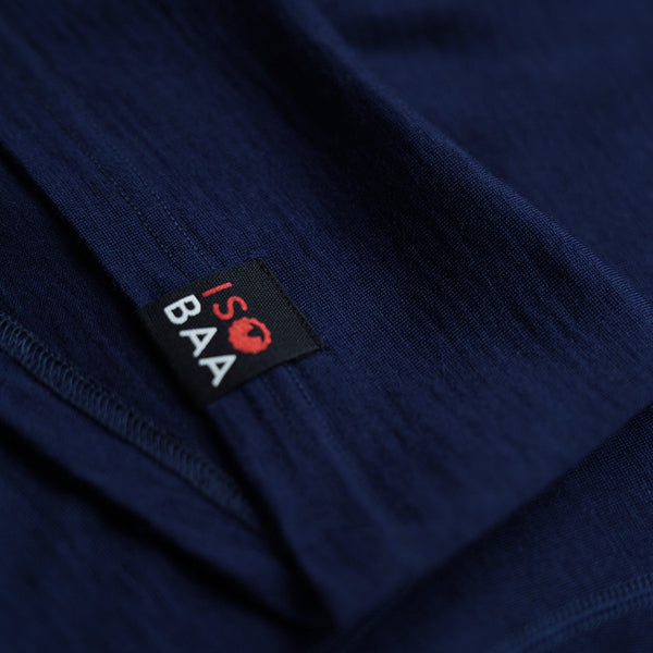 Isobaa Mens Merino 180 Long Sleeve Crew (Stripe Navy/Denim)