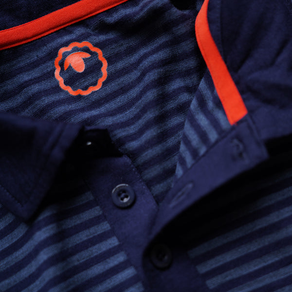 Isobaa Mens Merino 180 Short Sleeve Polo Shirt (Stripe Navy/Denim)