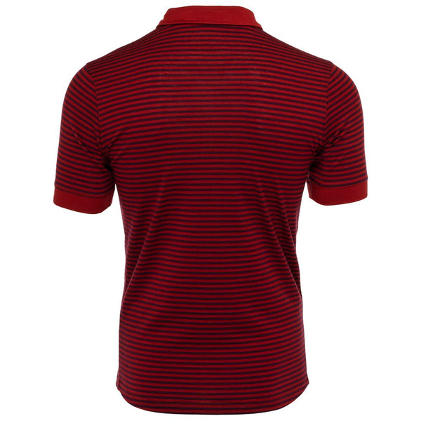 Isobaa Mens Merino 180 Short Sleeve Polo Shirt (Stripe Red/Wine)
