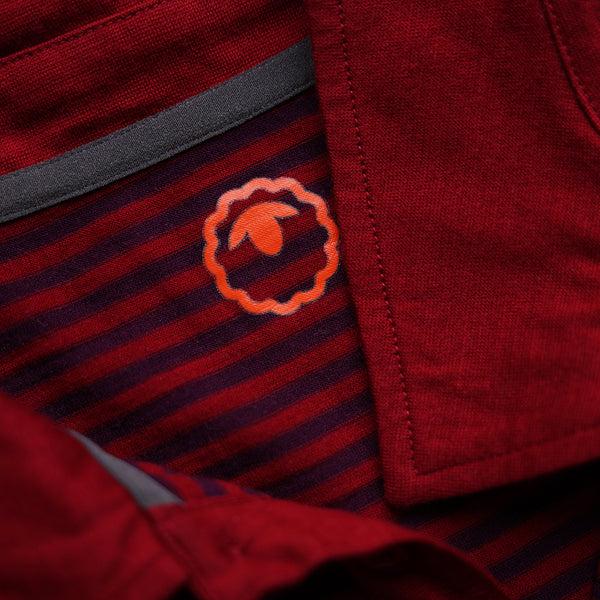 Isobaa Mens Merino 180 Short Sleeve Polo Shirt (Stripe Red/Wine)